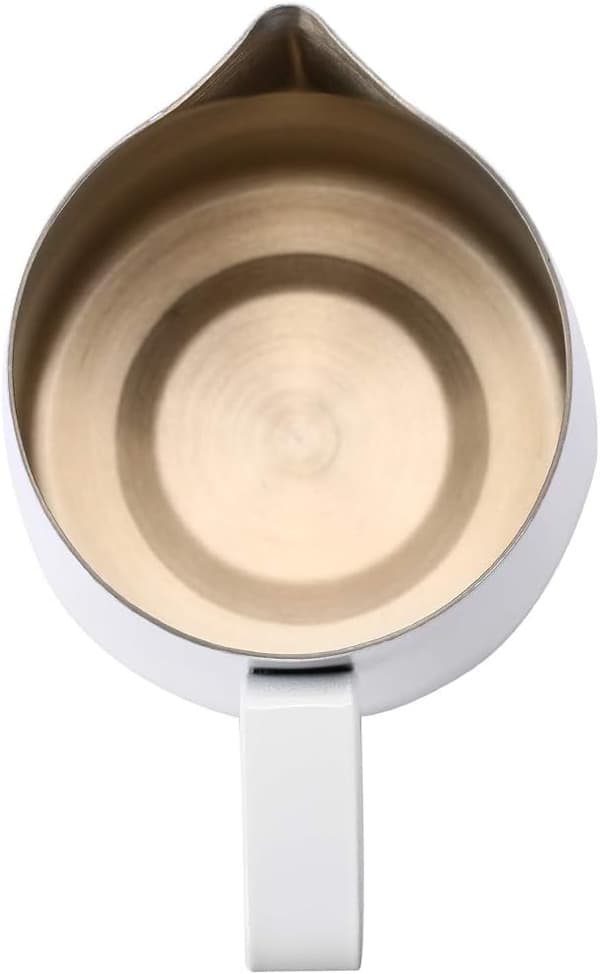 Mjölkskummare i rostfritt stål för espresso, kaffelattekonstkopp 420 ml vit