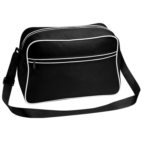 Bagbase Retro Adjustable Shoulder Bag (18 Litre) One Size Black Black/White Black/Whit Black/White One Size