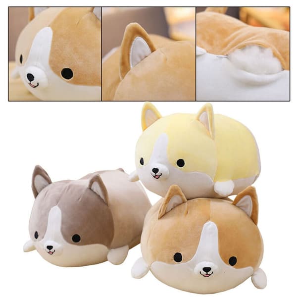 Corgi Hund Stor Kjempe Squishmallow Kosedyr Pute Brun