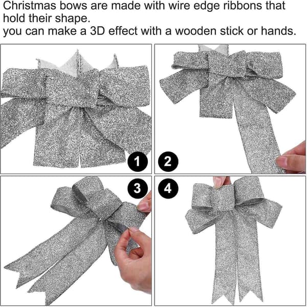 9-delars julband glitterrosetter julfestdekorationer (silver)