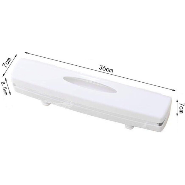 Matfolie- eller aluminiumfolidispenser i vitt, plast, 30 cm