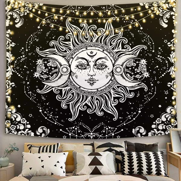 Väggbonad för sovrum, månnatur väggbonad i boho-stil för vardagsrum