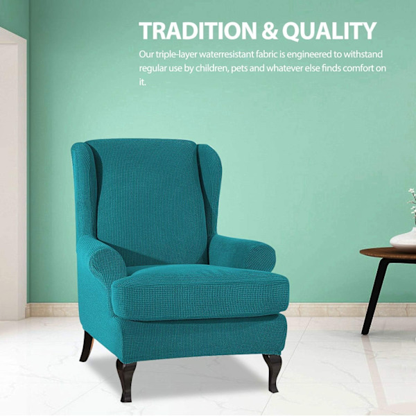 Stretch Wingchair Cover Elastisk fåtöljöverdrag Skydd för stol, Blå