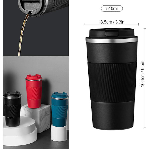 Resmugg för varma och kalla drycker Isoleringskaffemugg med läckagesäkert lock Dubbelväggig resmugg