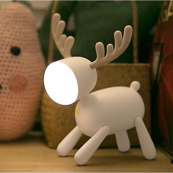 Älg LED-skrivbordslampa, nattduksbordslampa, USB-justerbar belysning (guld)