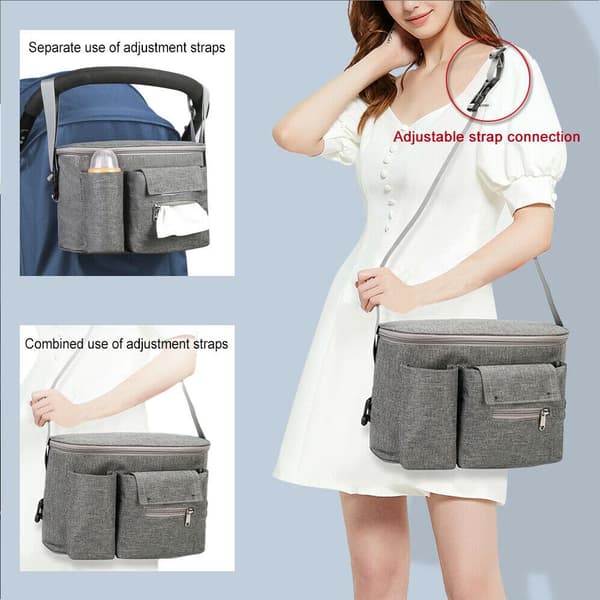 Barnevogns Organizer Taske, Mor Kopholder, SORT black