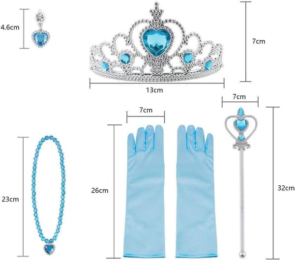 Princess Elsa Costume Accessory Set for Kids, Includes Braid, Tiara, Gloves and Wand