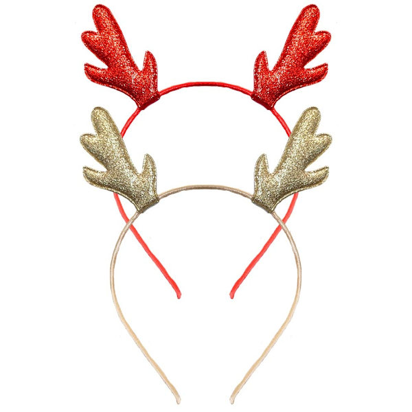 2025 Lämpliga Glitter Renhorn Hårband, Julhårband, Ren Hårdiadem Juldekoration Cosplay Kostym Söta Håraccessoarer 2-pack