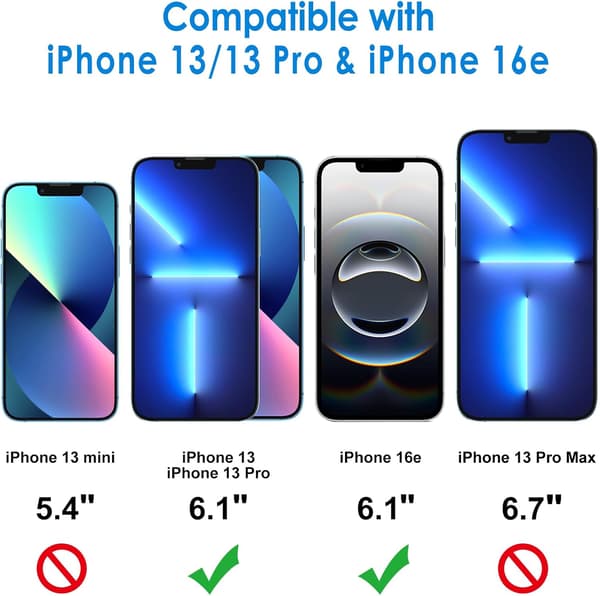 HD Tempered Glass with Free Film Application Tool, Screen Protector for iPhone 16, iPhone 13/13 Pro 6.1 Inch, 3-Pack