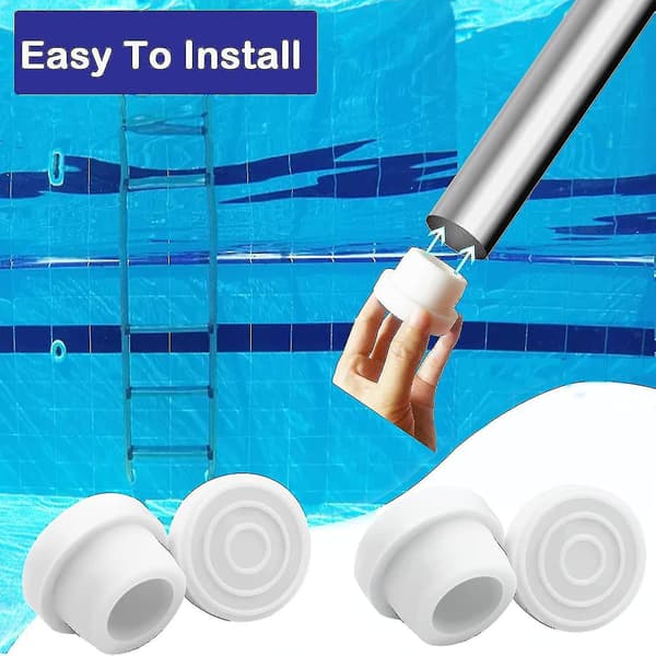 4 stk. Poolstigebuffere til nedgravede pools, hvide gummi poolstigebeskyttere passer til 1.90\" swimmingpoolstige