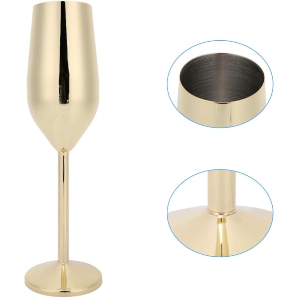 Champagneglas i rostfritt stål, återanvändbar vinglas, bröllopsgåva, årsdag (guld)