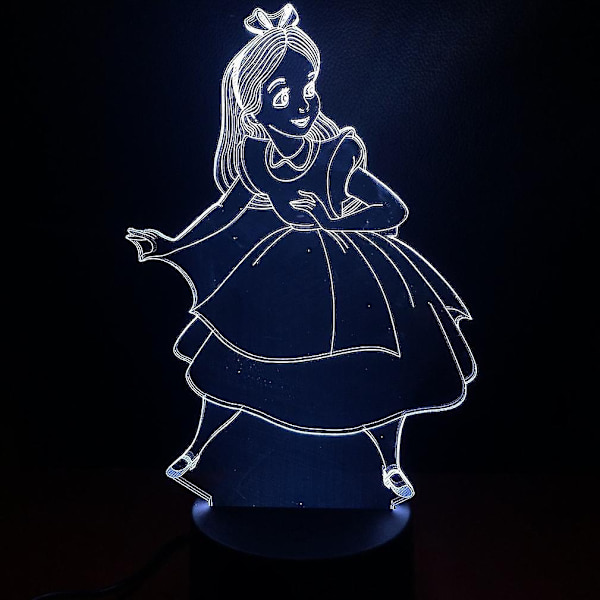 Alice i Underlandet 3d LED nattlampa sovrum bordslampa färgförändring