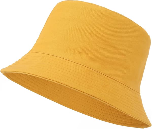 Bucket Hat Unisex Sun Hat Solid Color Men Women (Yellow)