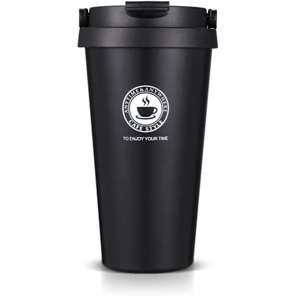 Kaffe Mugg i Rostfritt Stål av Livsmedelskvalitet med Lock - 500ML Dubbelväggig Isolerad Kaffe Mugg