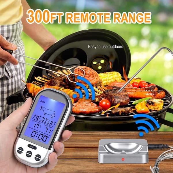 Trådlös kötttermometer, fjärrkötttermometer digital matlagningsmattermometer för matlagning, grill