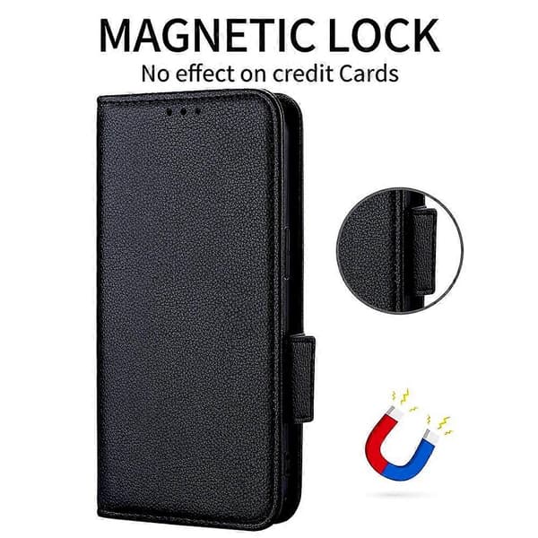 Etui til ZTE Blade A76 5G med håndledsrem, litchi-tekstur PU-læder pung-etui Sort Black Black