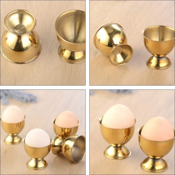 6 st äggställ i rostfritt stål, äggkopp i guld, äggbricka, äggbricka för barn, påskägg