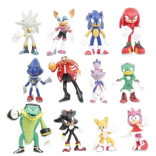 2024 Sonic PVC Karaktärsleksak Igelkott Shadow Tails Figur Modell Dockor Barn Djurleksak 12st/set