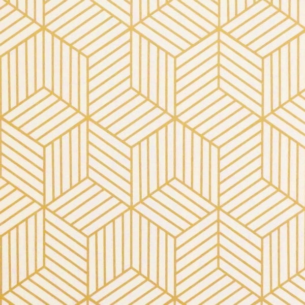 Guld Beige Geometriska mönster Peel and Stick Tapeter Hexagonal Stripes Guld Tapet Lyx Ta bort