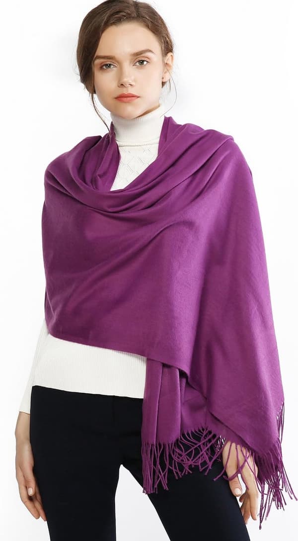 Tørklæder til kvinder Pashmina Sjal og Wraps til bryllup Tørklæder til kvinder Vinter Purple