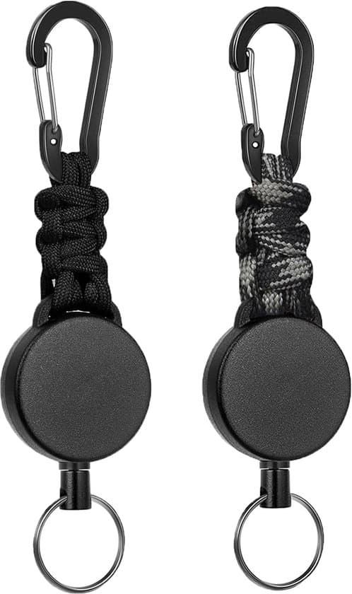 Infällbar nyckelring, 60 cm stålkabel, infällbar nyckelring, nyckelkedja, karbinhake