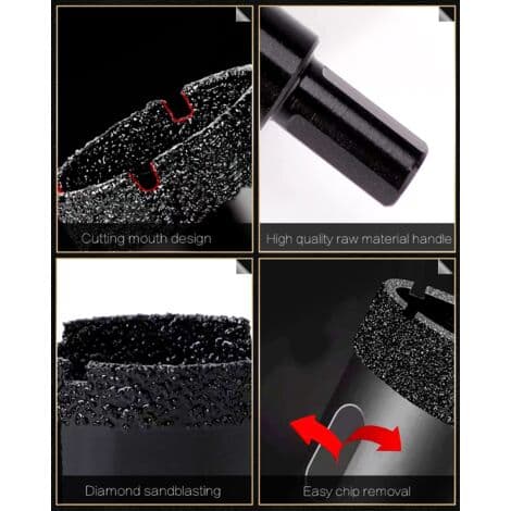 60 mm Brazed Diamond Core Drill Bit Hole Saw, Hollow Hole Cutter Glass, Porcelain, Tile, Marble, Ceramic, Granite