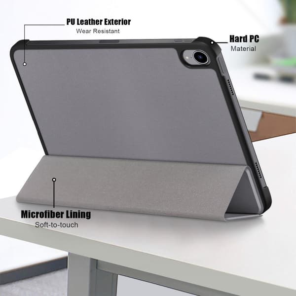 Apple iPad 10.9 2022 Slim fit tri-fold case - Grey grå gray
