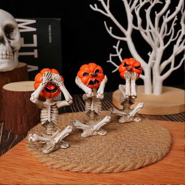 3 stk Halloween Gresskar Skjelett Dekor Halloween Søt Liten Gresskar Spøkelsesfigur
