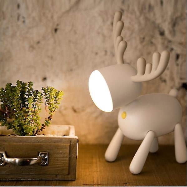 Älg LED-skrivbordslampa, nattduksbordslampa, USB-justerbar belysning (guld)
