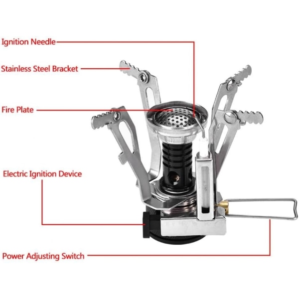 Bärbar gascampingspis, min bärbar lätt ryggsäckscampingspis för utomhusaktiviteter
