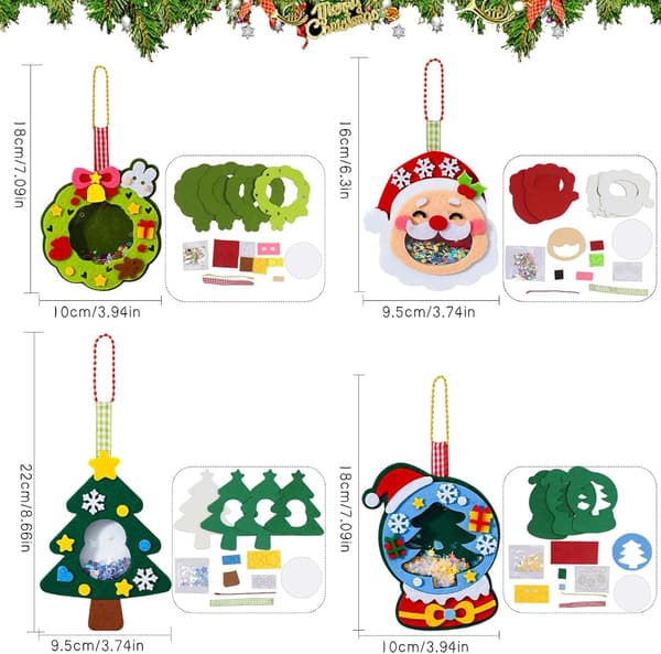 wxsp Jule-krea-sæt, 4 dele, julepynt, hobby, julekrans, krea-sæt, DIY julepynt, selvklæbende jul