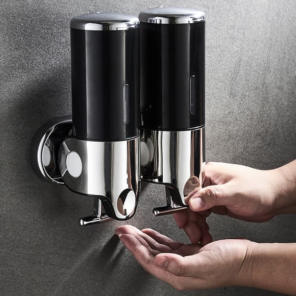 Badeværelsesskum sæbedispenser håndvaskholder vægmonteret sæbe shampoo brusevæskedispenser badeværelsestilbehør -500ml