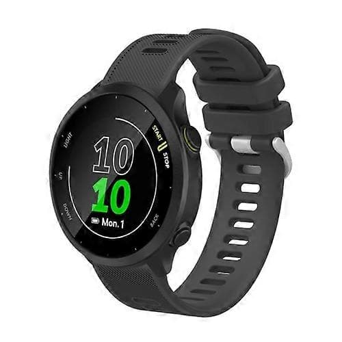 Til Garmin Forerunner 245 Music 20mm Silikone Twill Urrem Grey