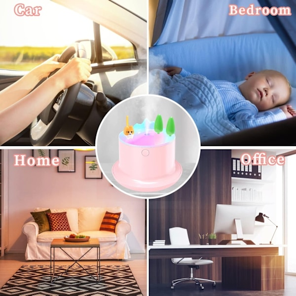 Liten luftfuktare, söt luftfuktare, baby luftfuktare med färgglada lampor, mini luftfuktare, sovrum
