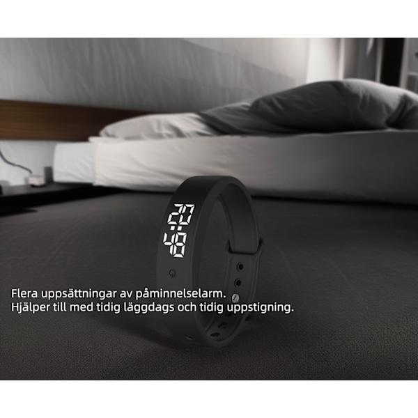 Multifunktionell smart klocka i silikon, automatisk temperaturmätning alarmklocka påminnelse hög temperatur varning kronograf stoppur vibration Blå