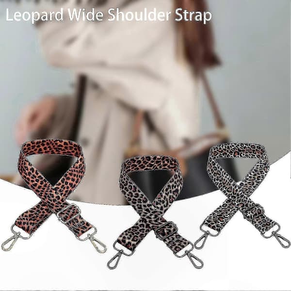 Bred justerbar axelrem med tryckknapp för damväskor och accessoarer, leopardmönstrad crossbody-handväskrem