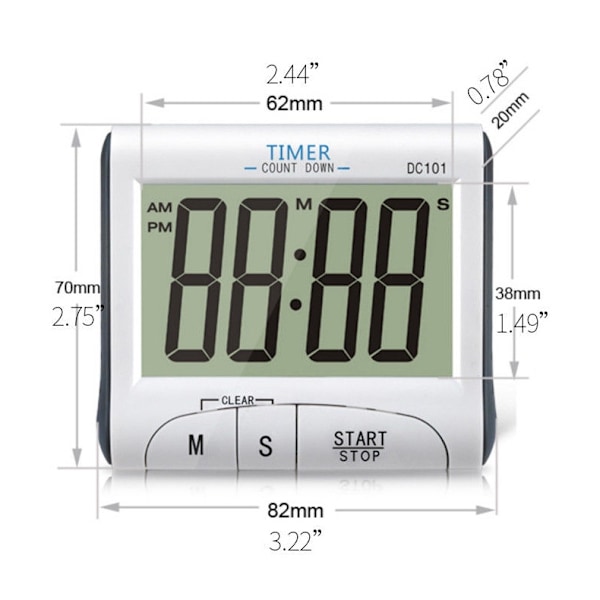 Digital Kök Timer med Stor Display Skärm, Hög Ljudande Alarm Klocka Nedräkning