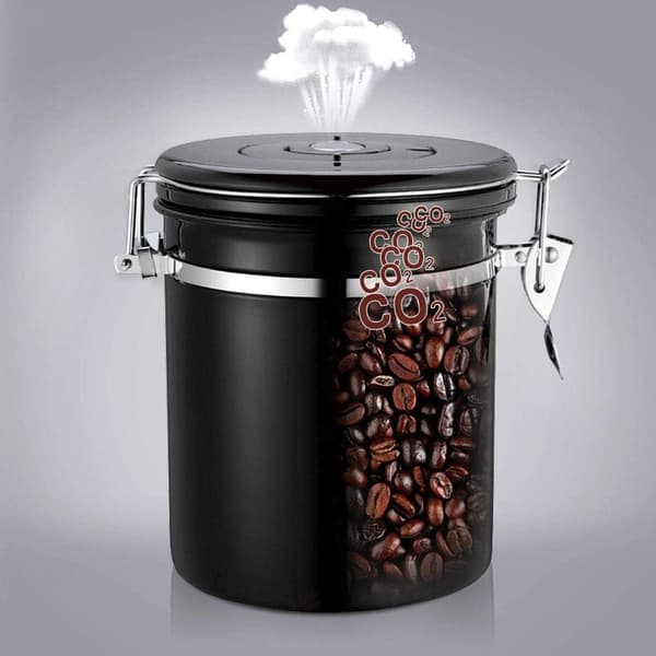 Robust tebehållare, kaffekanna, lufttät glas med robust spänne, ätbart te, florsocker (svart