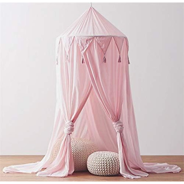 Barnhimmel för barn, hängande myggnät för spjälsäng, Nook Castle-lekstuga, dekoration för barnrum - rosa
