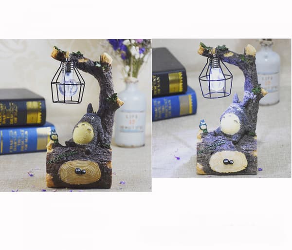 2 stk. trehus Totoro liten nattlampe B