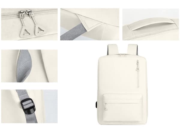 Backpack with laptop compartment and USB port 18–20 L white 45x30x16 cm Vit white