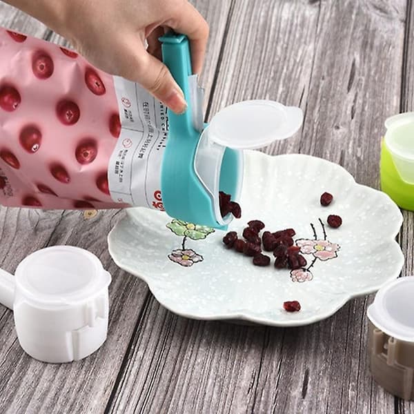 4 st Plastpåseförslutare Försegla Häll Matförvaringspåseklämma Med Lock