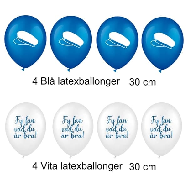 Studenterpynt Dimissionsfestpakke Balloner, Guirlander, Dimissionspynt - Komplet sæt til dimissionsreception