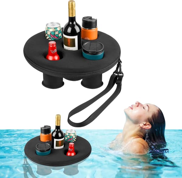 Flydende drikkeholder til pool | Boblebad drikkebakke med 5 huller | Flydende spa drikkebakke til pool, strandfloat, drikkeholder til