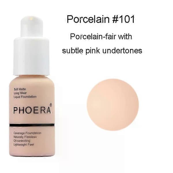 PHOERA Liquid Coverage Foundation Ansiktsbas Kräm Ljusar upp Fuktighetskräm Mineral Full Täckning Concealer Smink TSLM1