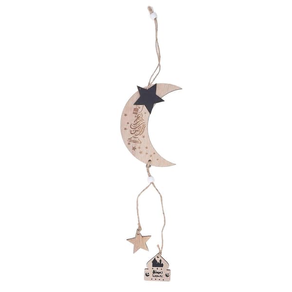 4 stk. Eid Måne Ornament Træmåne Stjerne Holdbart Udsøgt Design Træmåne Stjernevedhæng til Hjemmefest Kontor