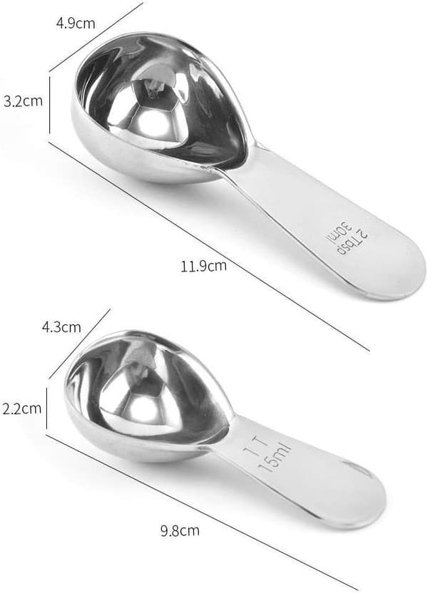 Kaffeskopset, 2 st rostfria kaffeskopor, 15 ml och 30 ml, rostfria måttskopor