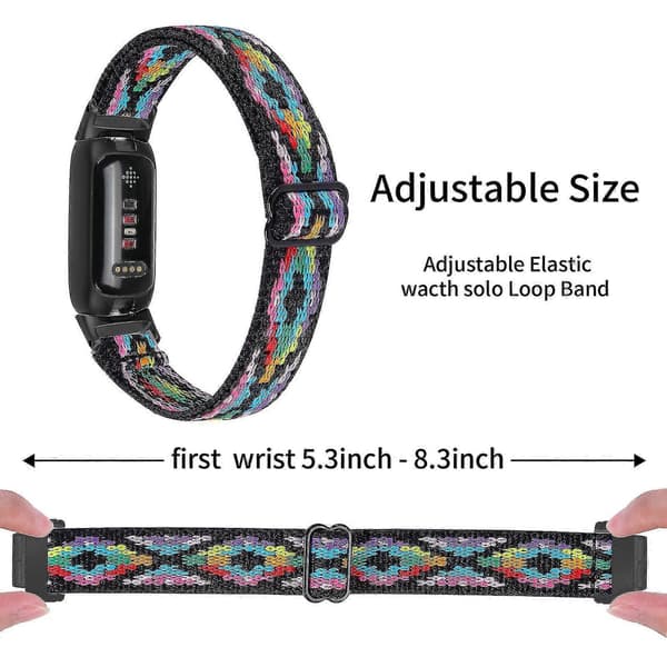 DB Armband för Fitbit Inspire 3 Nylon Elastisk Flätad Solo Loop Sportklockarmband med Svart Kontakt - 4# 14