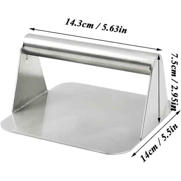 Rostfri hamburgare press i rostfritt stål, non-stick hamburgare maker, rostfri grill smasher, tung