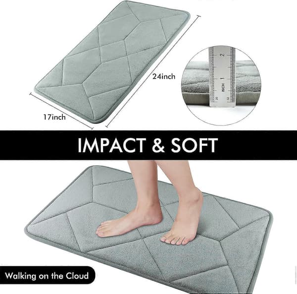 Badrumsmatta i Memory Foam Sammet Mjuk Halkfri Super Vatten...